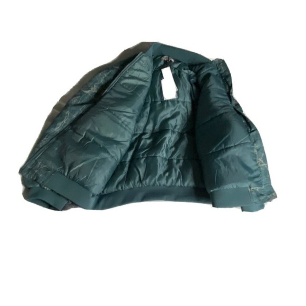 BDG Light Green Marble Print Puffer Bomber Jacket Size S - Picture 14 of 16